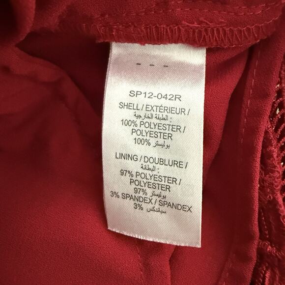 SELF PORTRAIT Floral Blush Lace Guipure Midi Dress in Raspberry Red Size 6 - Picture 10 of 14